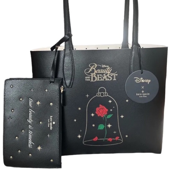 Kate Spade X Disney Beauty and The Beast Small Leather Reversible Tote Handbag - Picture 7 of 14
